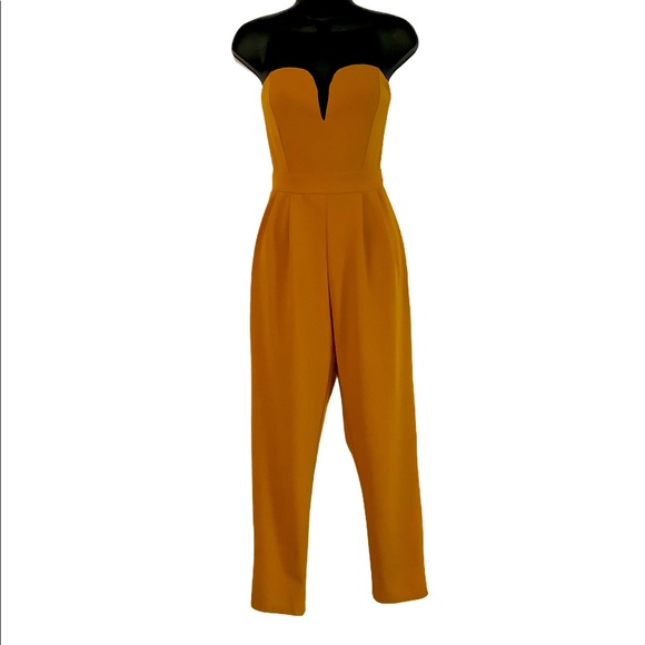 Iris Burnt Orange Strapless Sweetheart Jumpsuit S